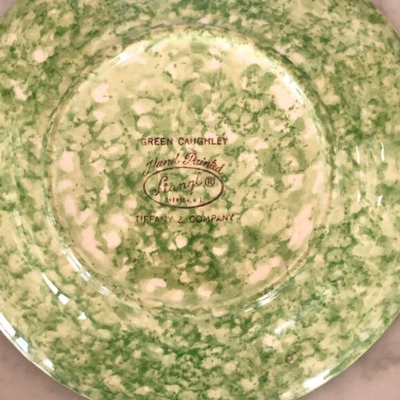 TIFFANY & CO STANGL Spongeware Hand Painted Green Caughley Plate Green  … - Picture 8 of 14